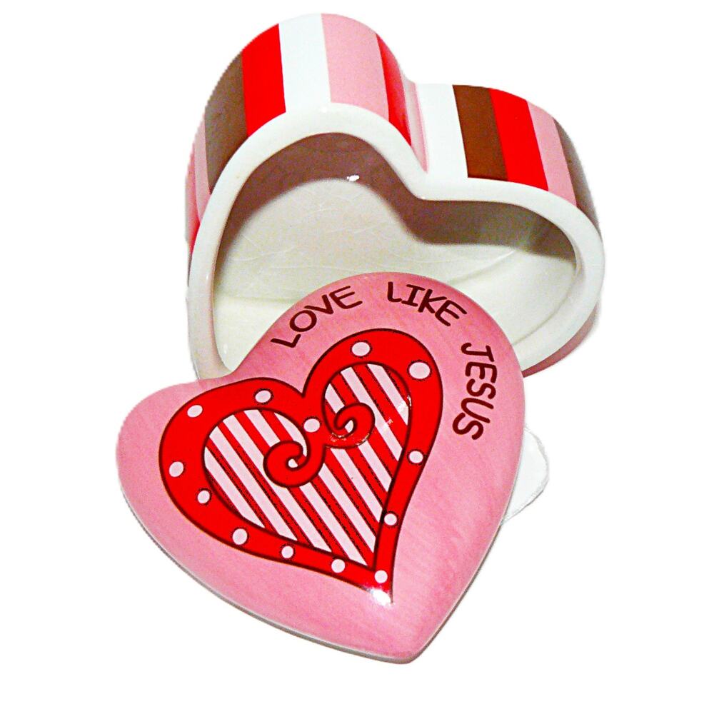Faith at Home Heart Trinket Box  "Love Like Jesus" Christian Valentine Vintage